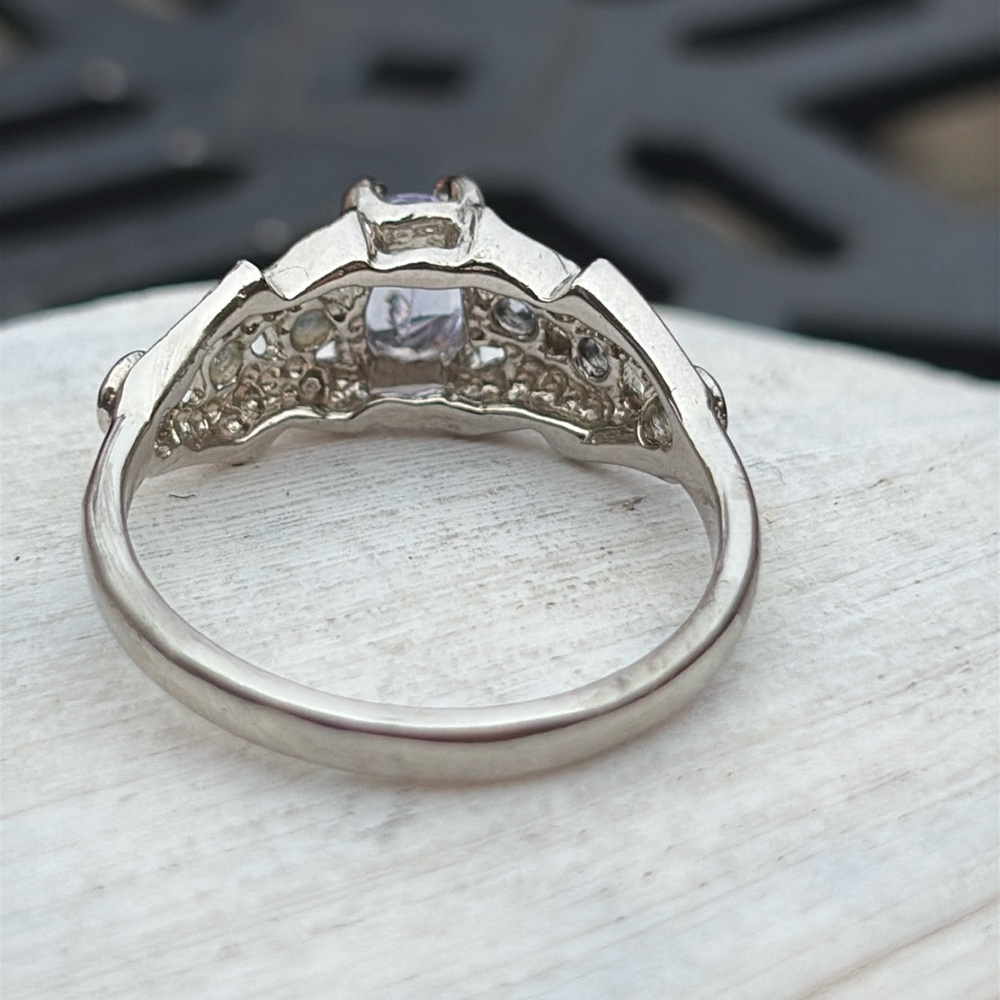 Genuine Natural Tanzanite Oval Cut Solitaire Sterling Silver 925 Ring Size 7 - Picture 7 of 12